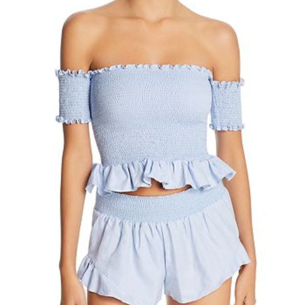 Peixoto Nina Smocked Top Swim Cover-Up Top